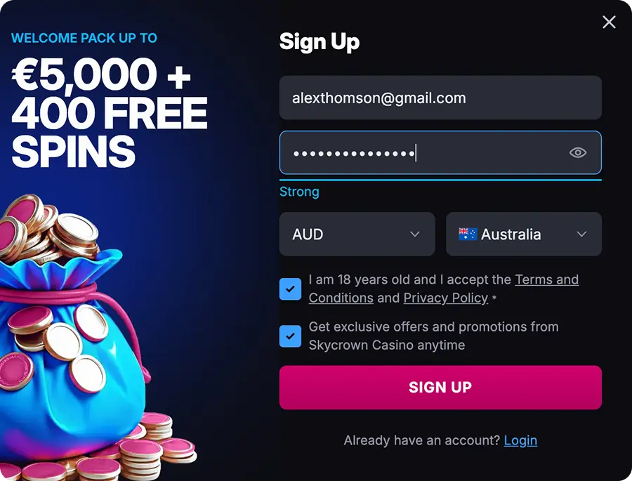 Sky Crown sign up